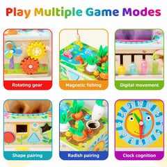 Mummed tissue box toy features a shape sorter to boost early shape recognition and hand-eye coordination.