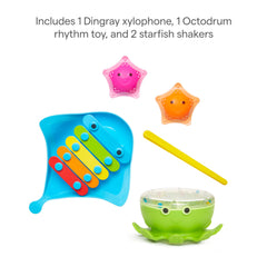 Munchkin Bath Beats starfish shaker one adds bright percussion for little musicians.
