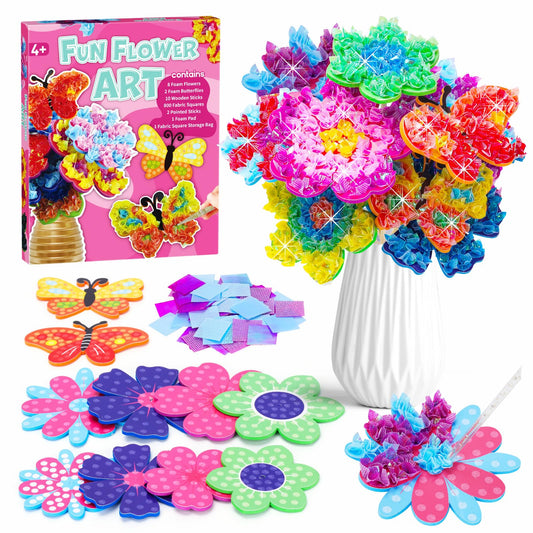 MUNDIDO Poke in Fun Art Flower Bouquet kit cover showing vibrant materials for creative play
