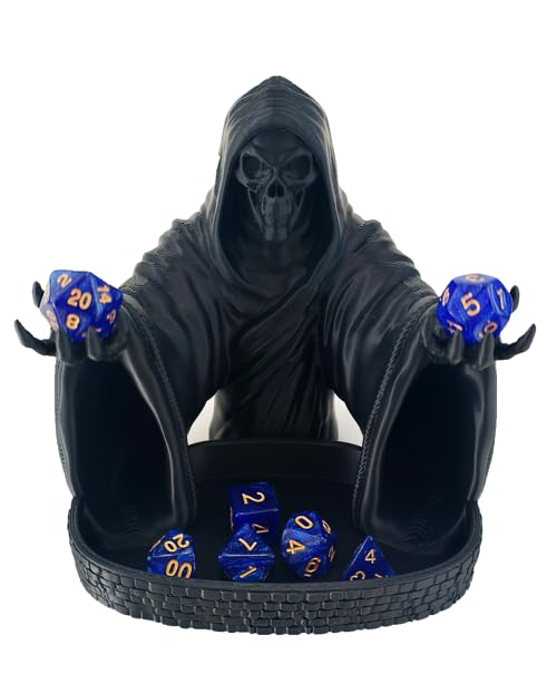 MunnyGrubbers Grim Reaper dice tower in black with a durable moisture resistant finish.