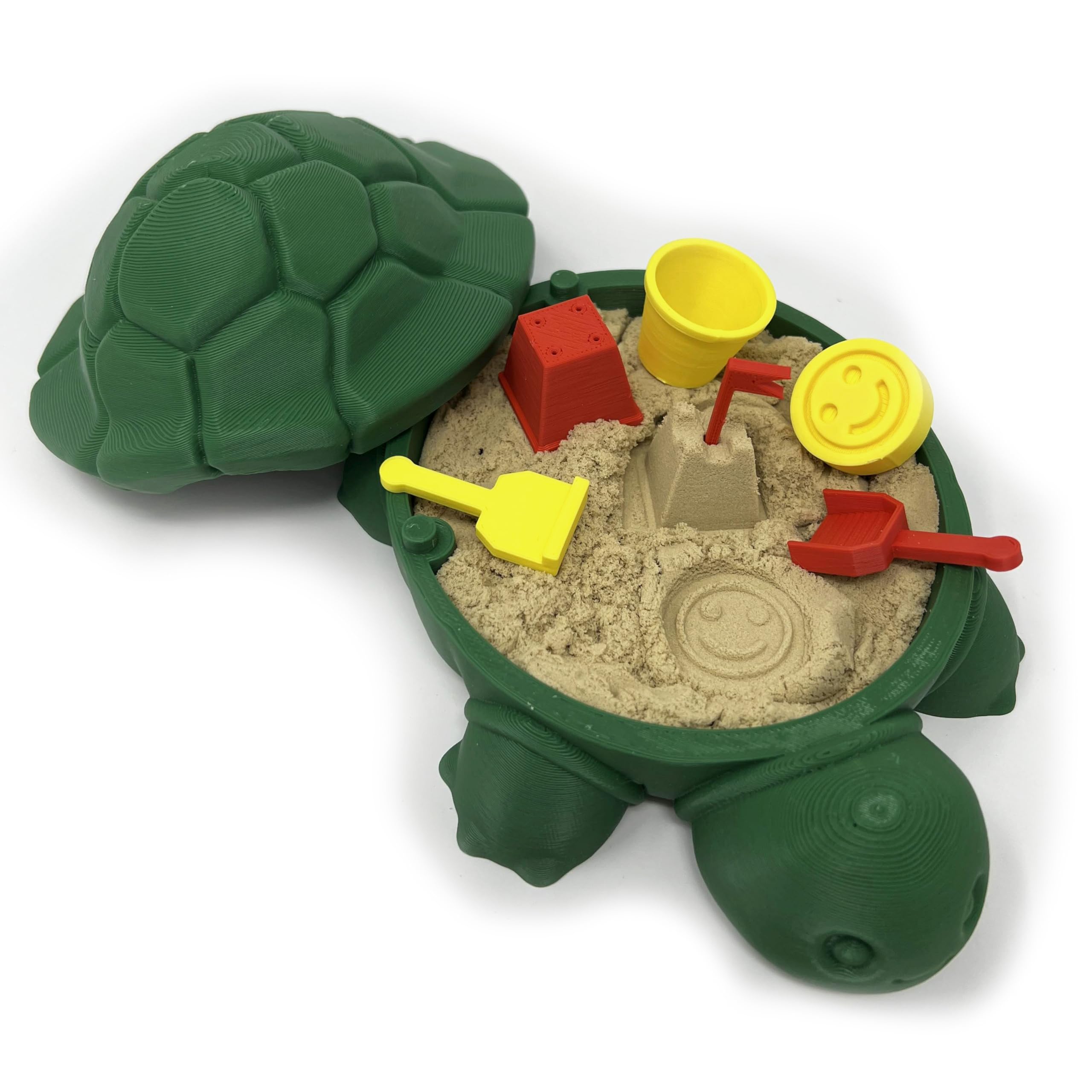 MunnyGrubbers mini desktop turtle sand box on a desk for stress relief.