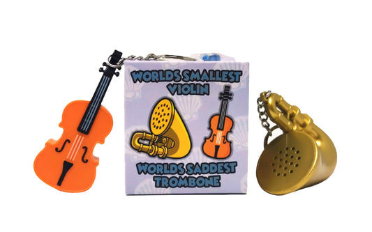 MunnyGrubbers world's smallest violin keychain showcasing compact humor for quick memes