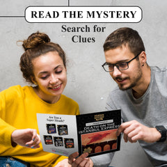 Murder Mystery Party final pages mirror clue reveal enhances puzzle-solving fun.