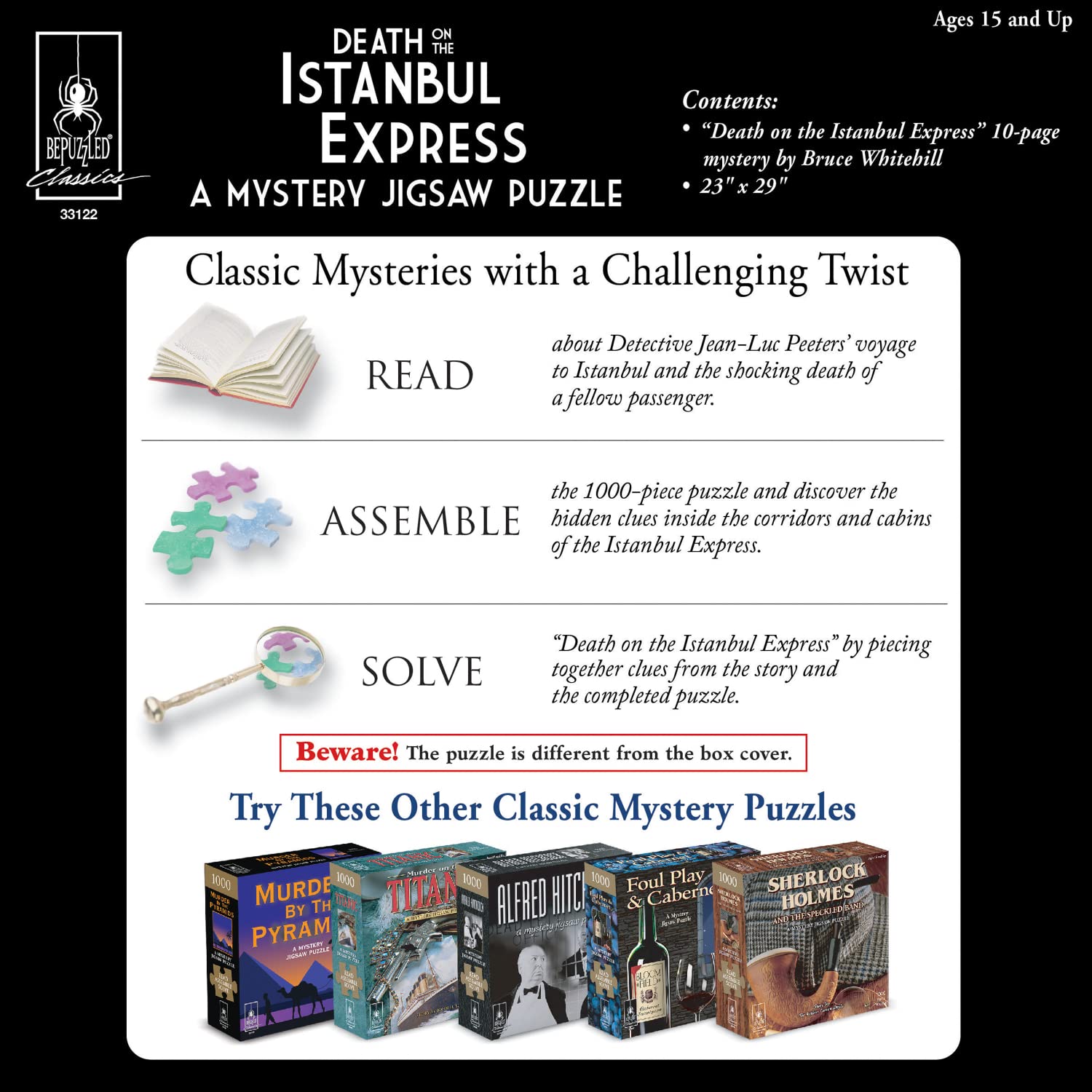Murder Mystery Party storybook open invites immersive storytelling alongside the puzzle.