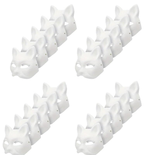 Musaner cat mask paintable white canvas for personalized costume decoration
