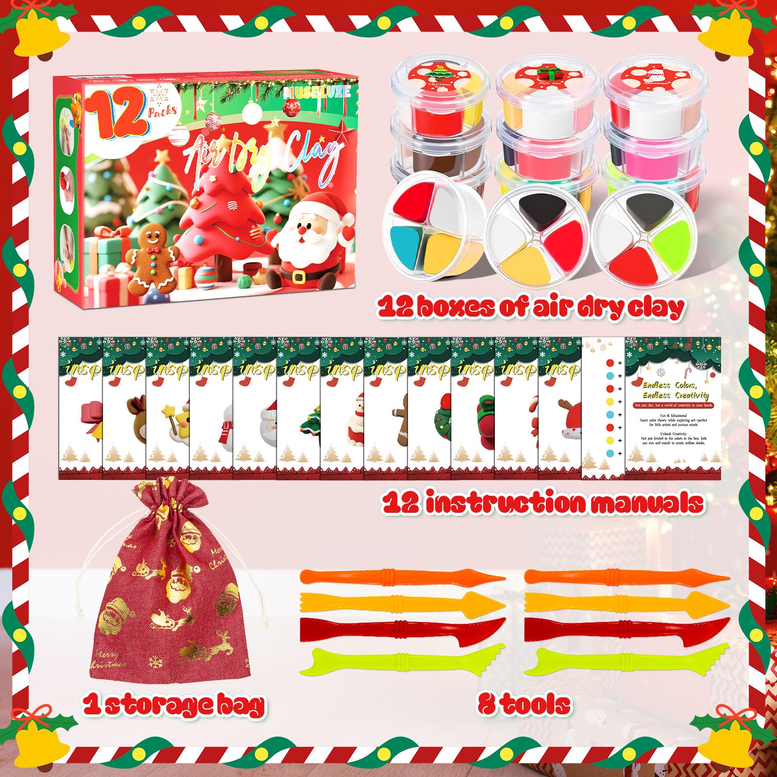 MuseLuxe 8 sculpting tools set enables precise shaping for kids projects.
