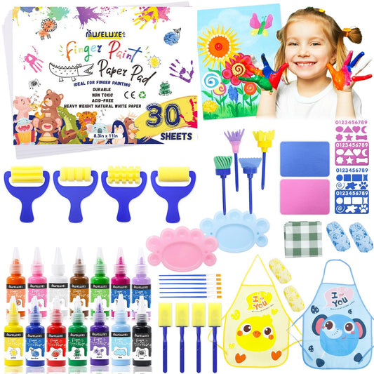 MuseLuxe 88pcs finger paint set with washable colors for mess-free toddler art