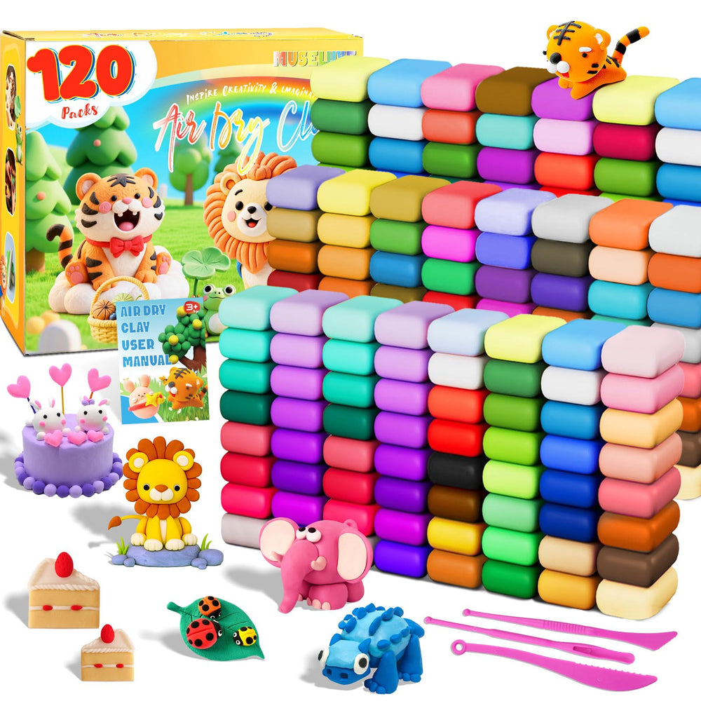MuseLuxe air dry clay 48-color palette helps kids mix vibrant shades.