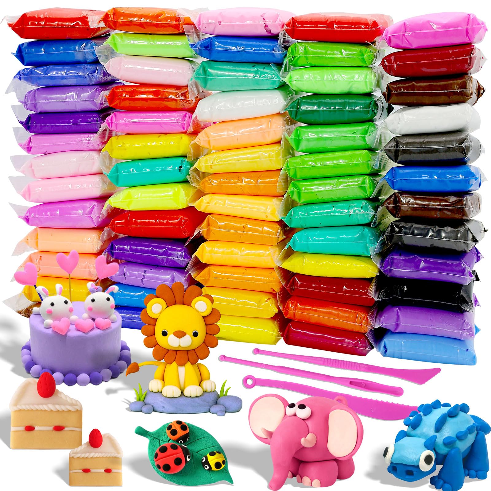 MuseLuxe air dry clay 64-pack colors kit with tools for creative projects