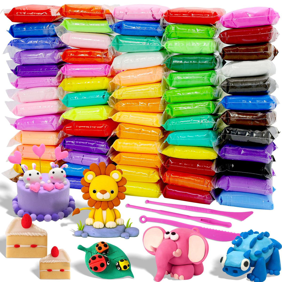 MuseLuxe air dry clay 64-pack colors kit with tools for creative projects