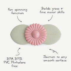 Mushie Blossom bath time toy showing gentle spin and sensory calm