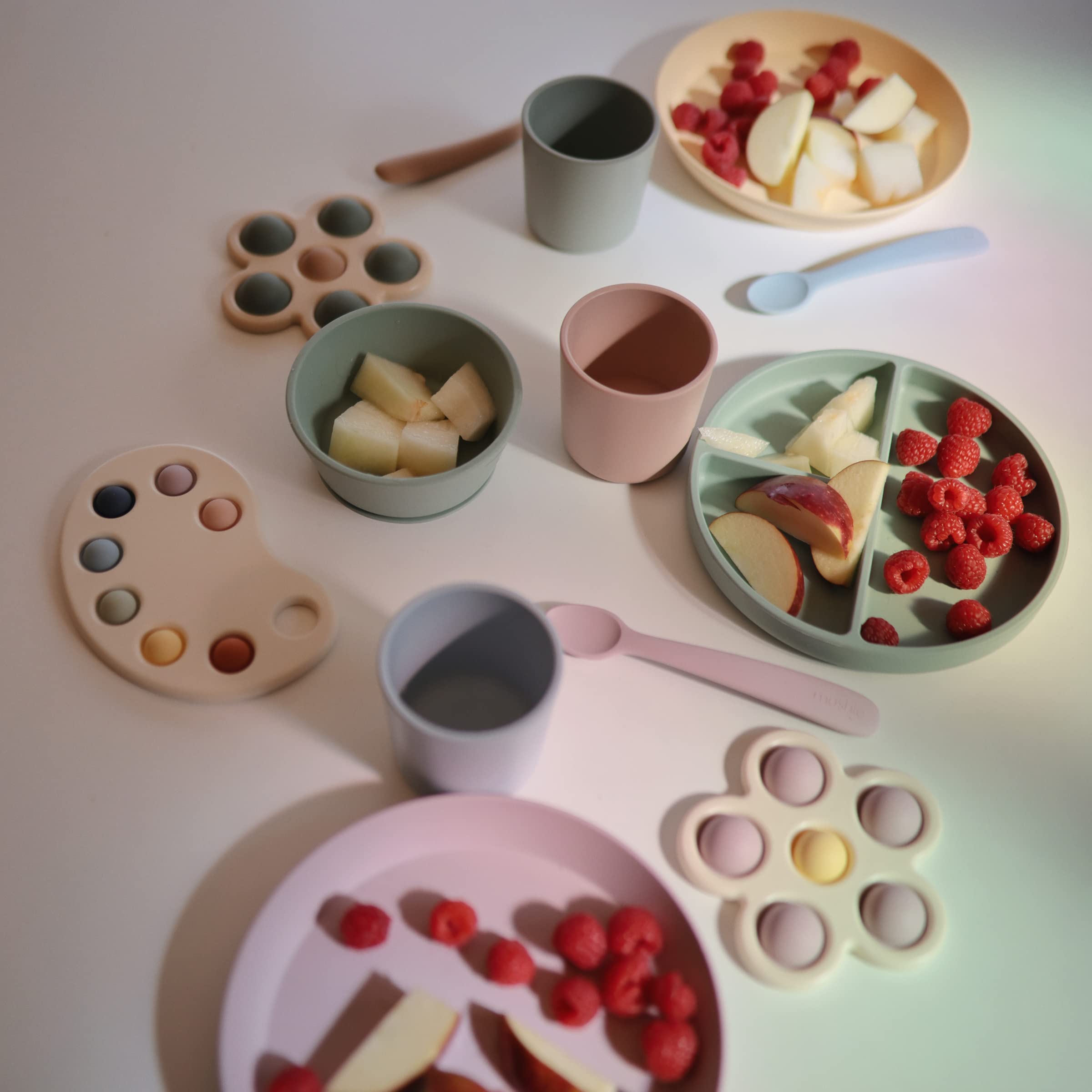 Mushie Flower Press Toy soft colors invite sensory exploration