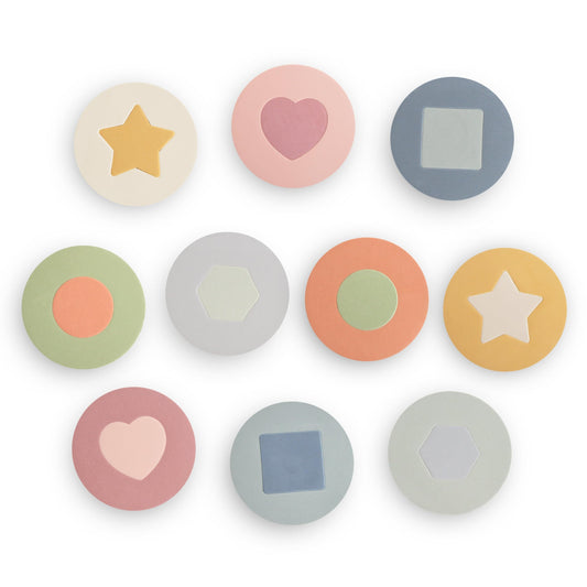 Mushie foam bath puzzle floating pieces in tub for playful learning