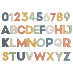 Mushie Foam Letters & Numbers Bath Play Set pieces float for bath time learning.