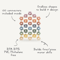Mushie HEX Connect assembly pieces encourage planning and collaborative play.