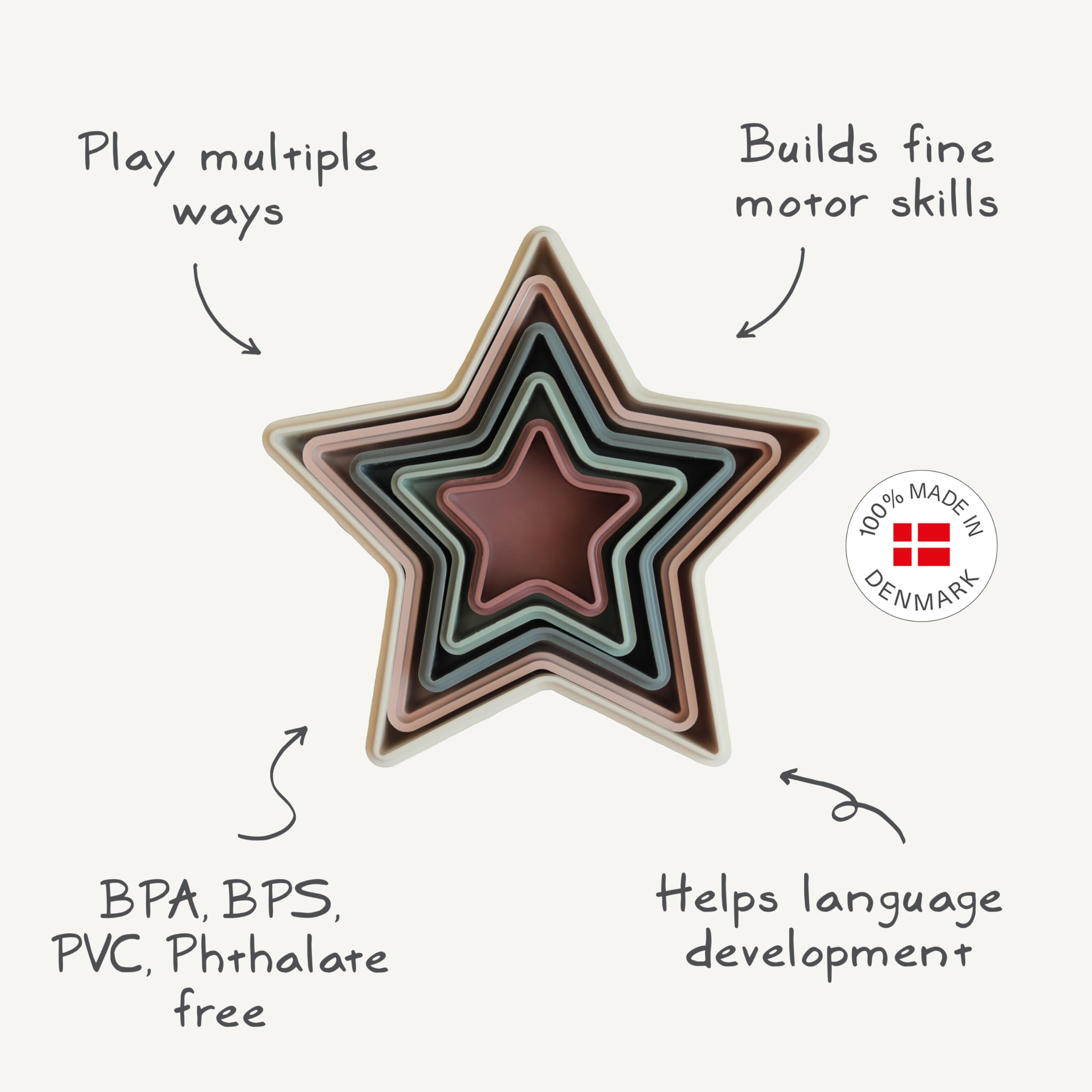 Mushie Nesting Stars Toy Danish Hygge-inspired playtime for calm moments.