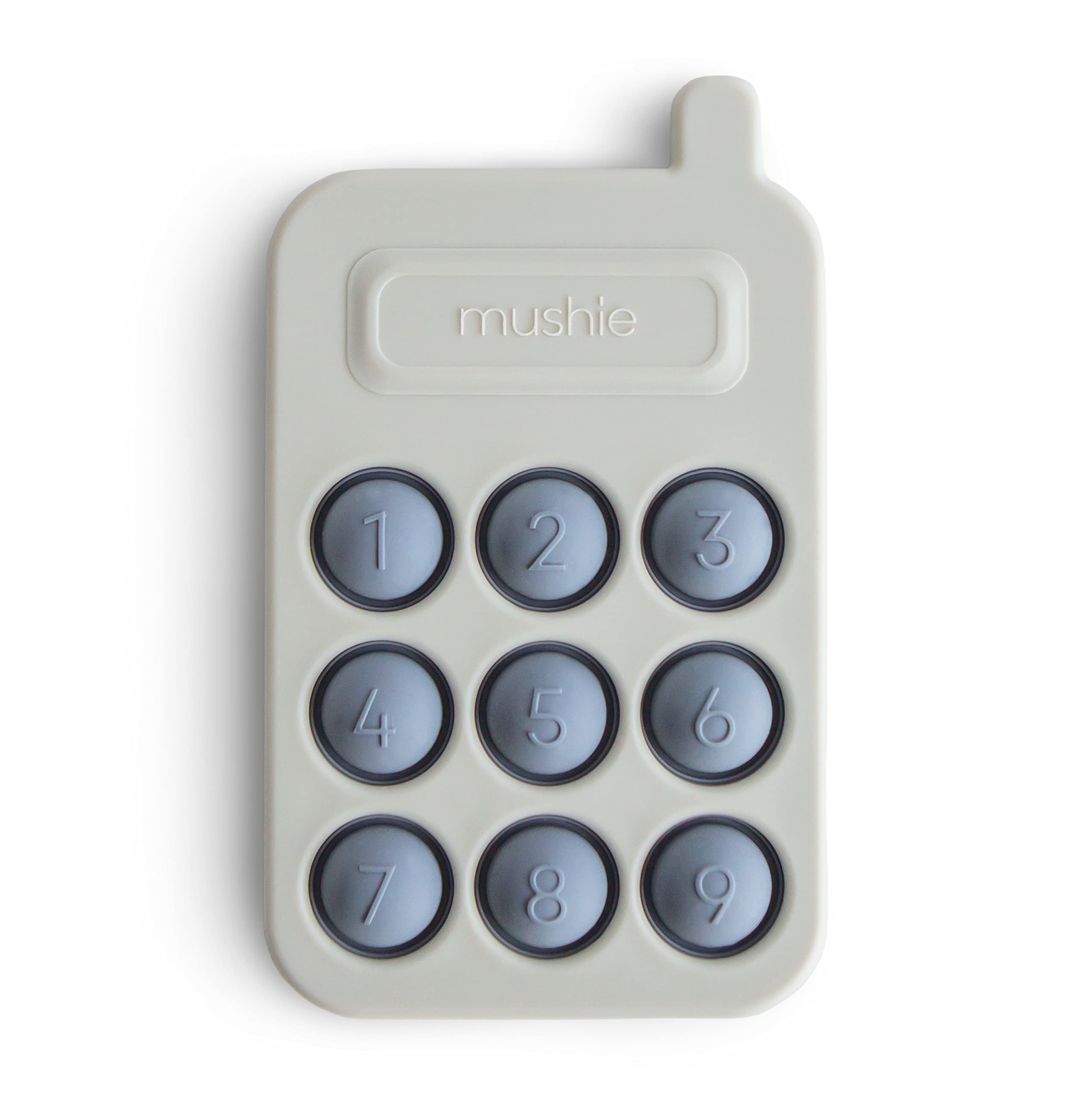 Mushie Phone Press Toy Tradewinds with popping bubbles for sensory exploration.
