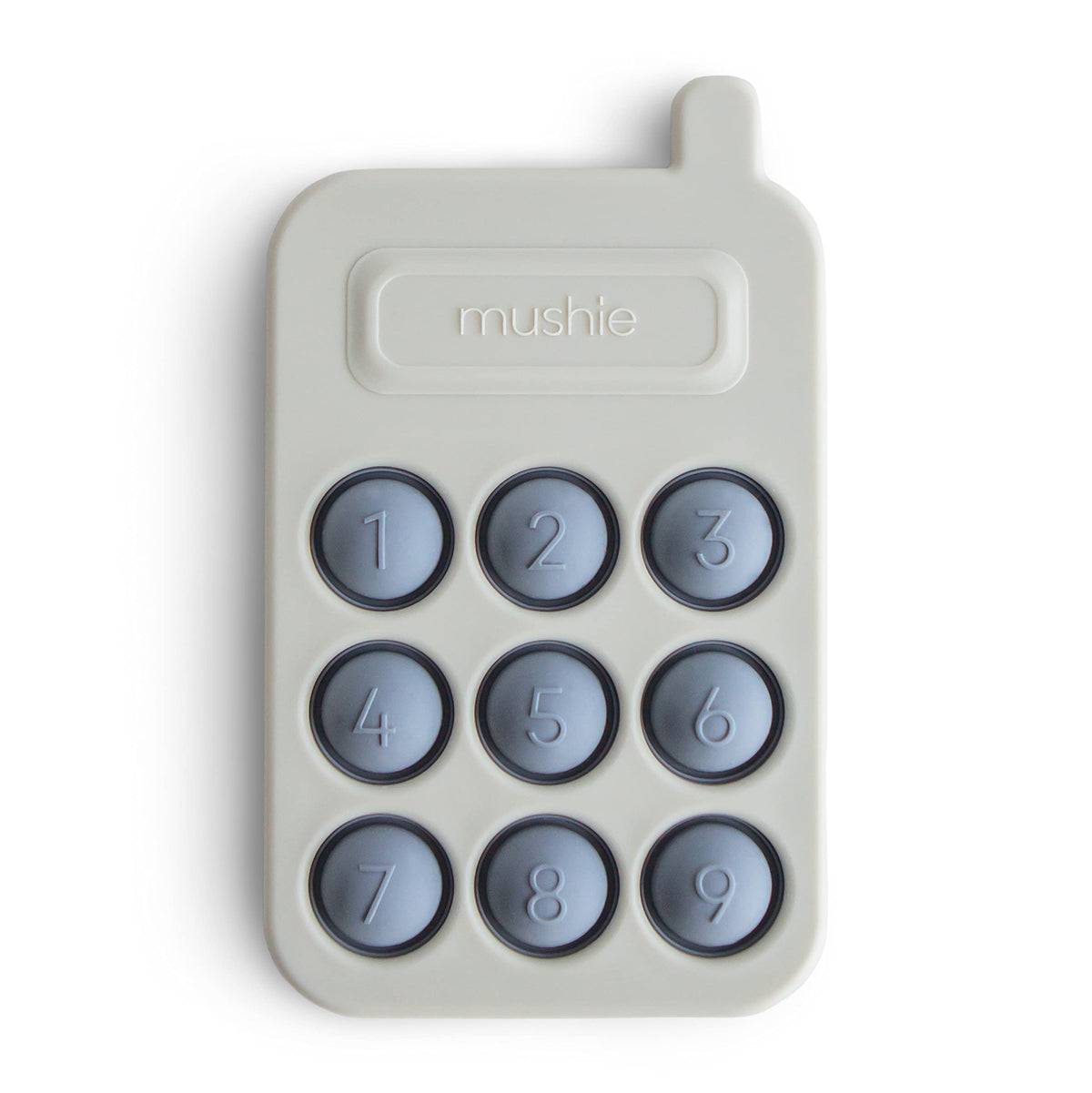 Mushie Phone Press Toy Tradewinds with popping bubbles for sensory exploration.