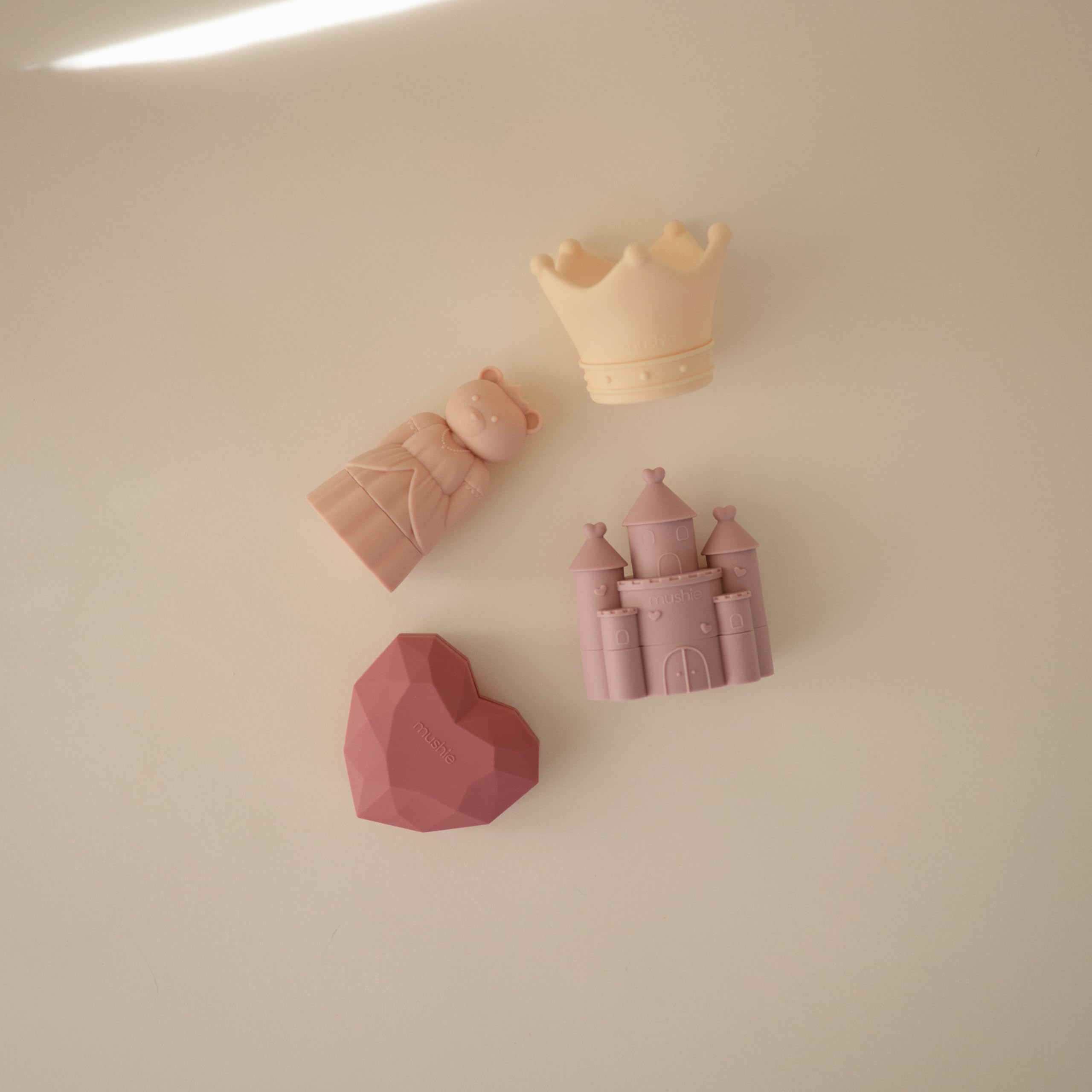 Mushie Princess castle bath toy sparks storytelling and pretend play.