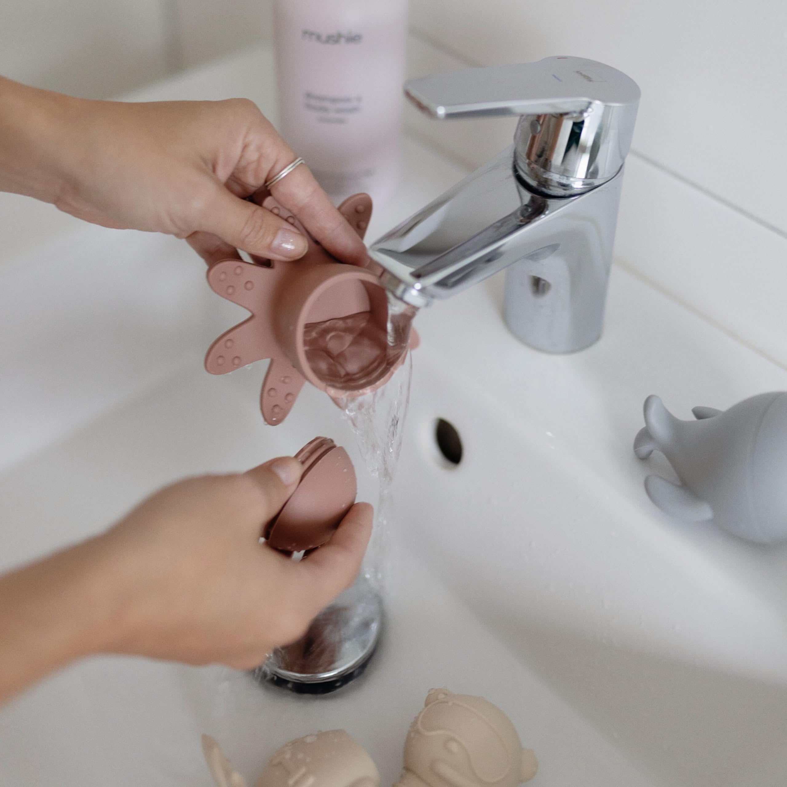 Mushie Sealife openable pieces allow thorough cleaning after use