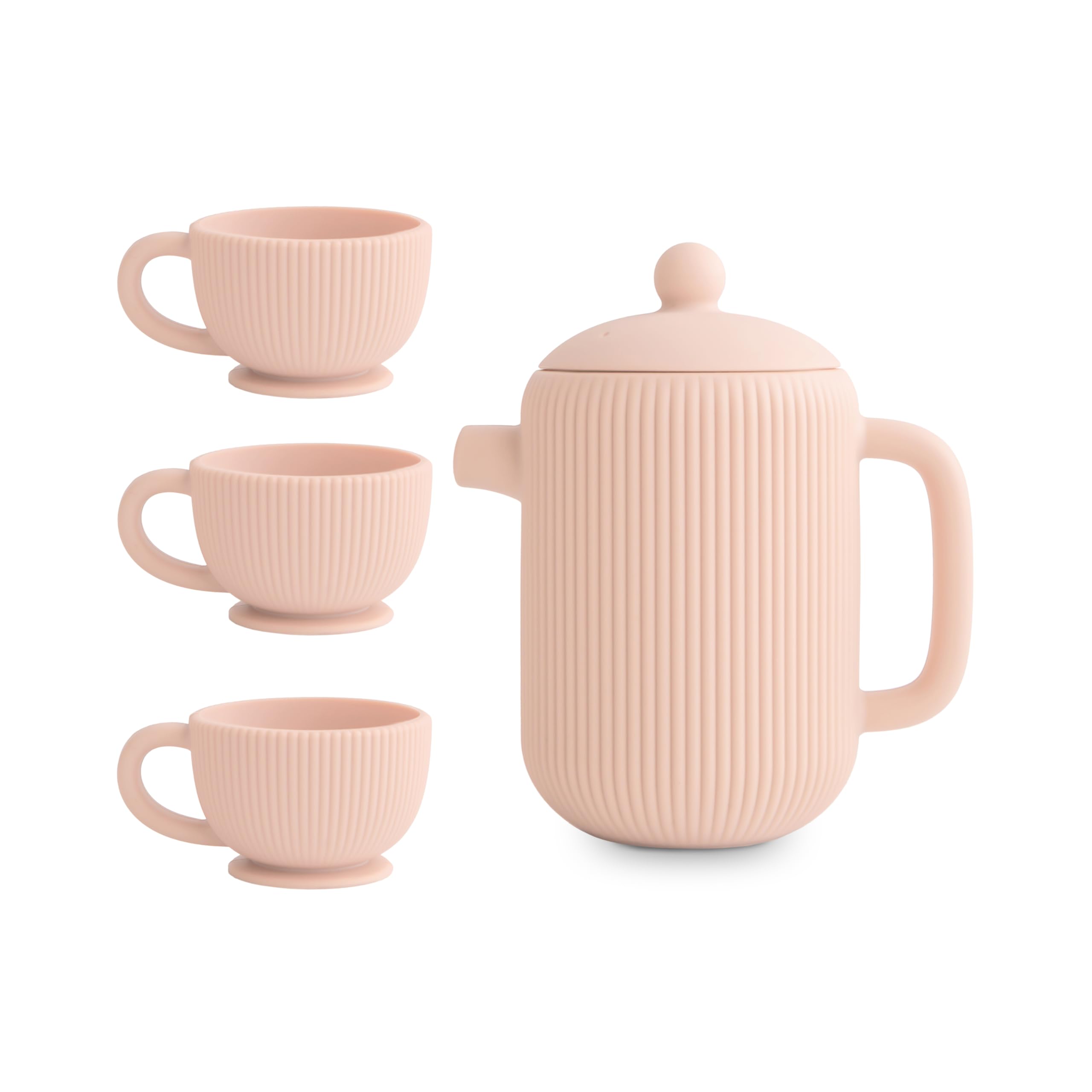 Mushie silicone baby tea play set teapot with lid for imaginative pretend tea time