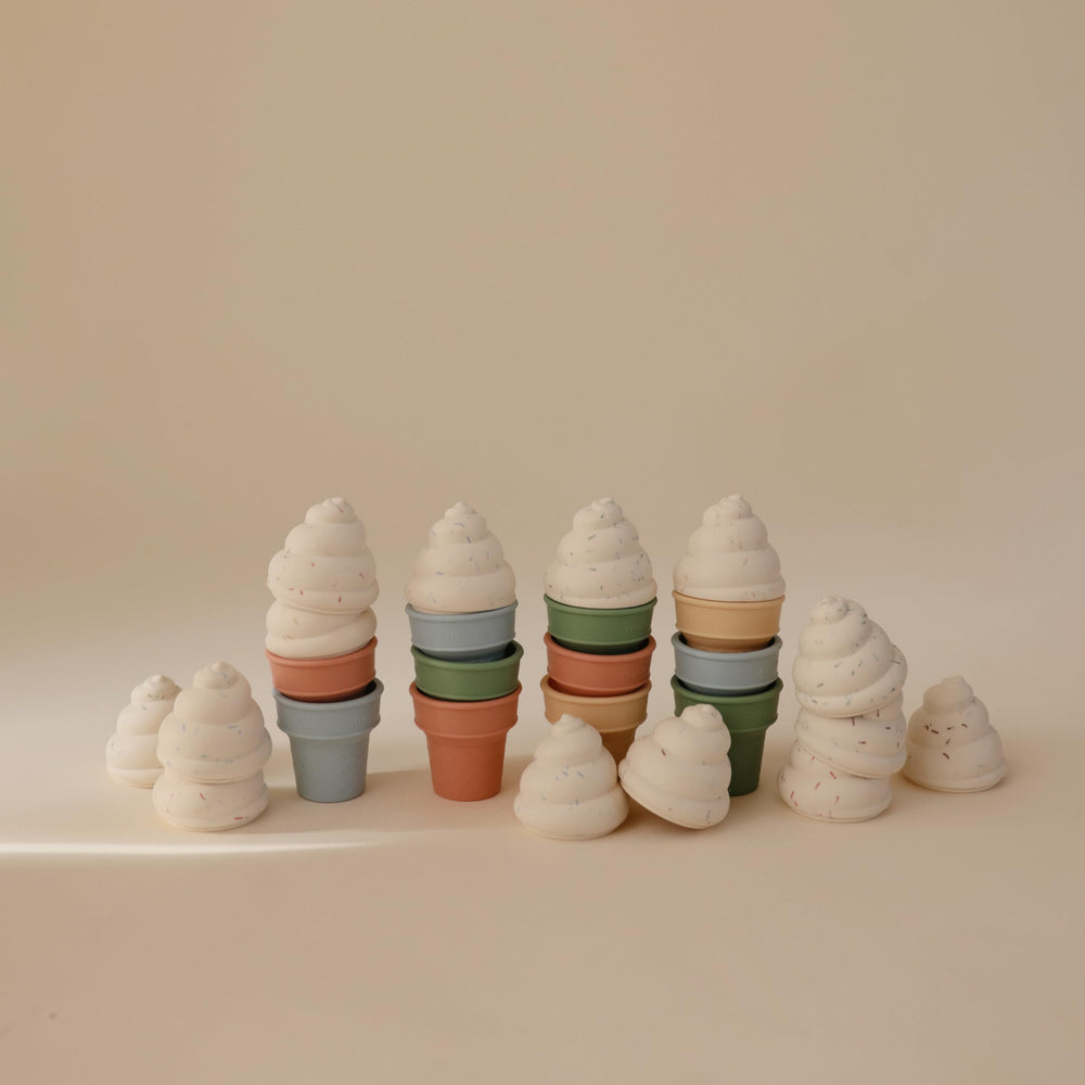 Close-up of soft silicone texture for teething-friendly Mushie toys.