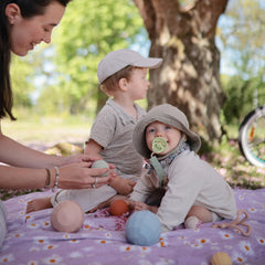 Mushie nesting spheres easy to clean with warm soapy water