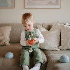 Easy-clean Mushie nesting spheres ready for quick wipe and air dry