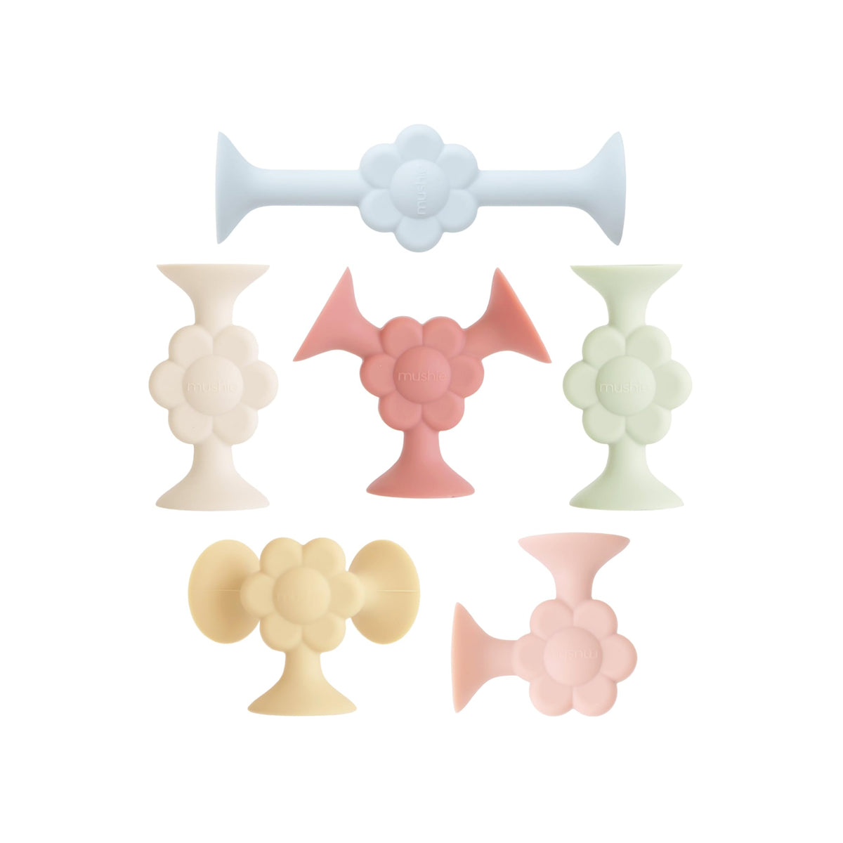 Mushie silicone suction builder toy daisy design with 18 pieces for creative play