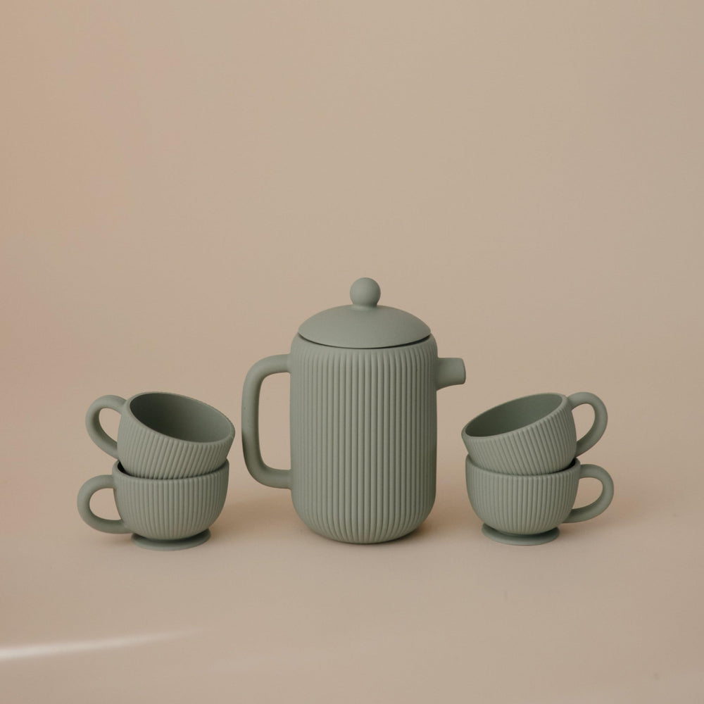 Mushie silicone tea cups trio designed for little hands and sharing.