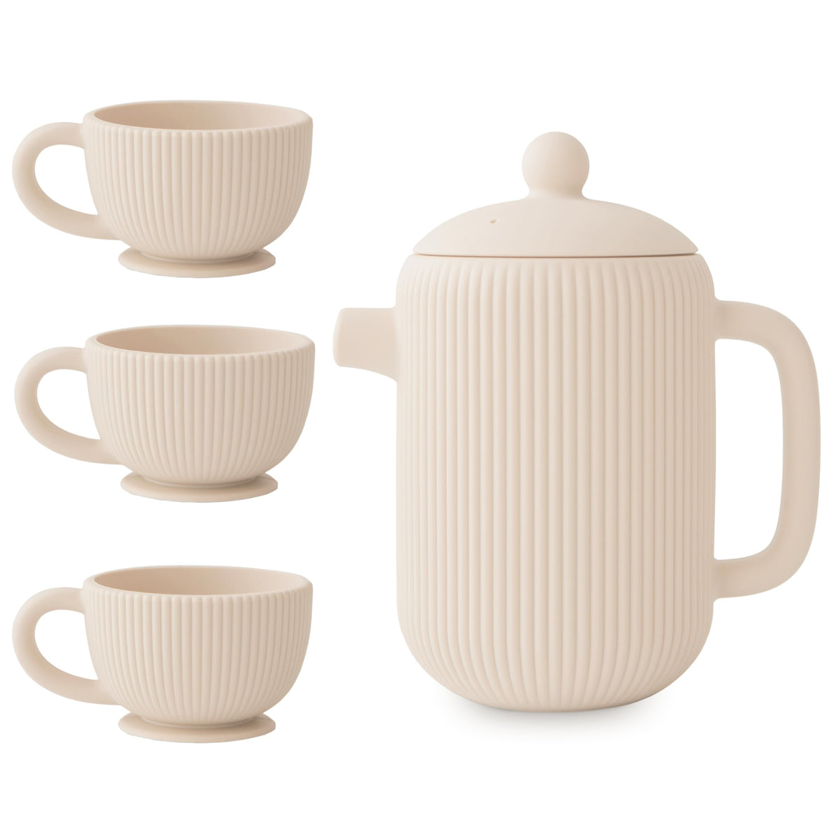 Mushie silicone tea play set teapot lid close-up for safe pretend tea time