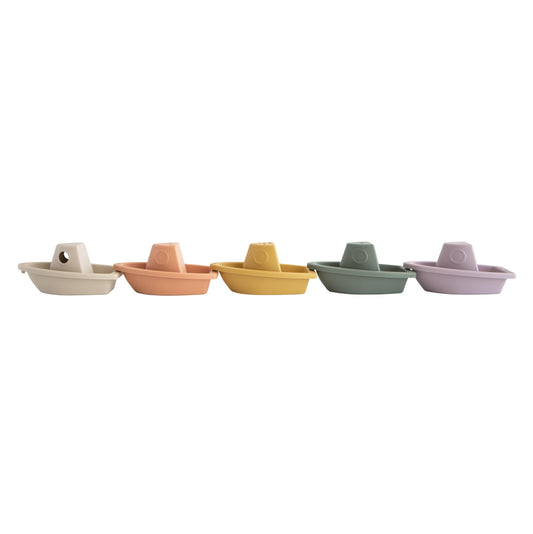 Mushie stackable bath boats rustic 2 linking boats for a floating train during bath time