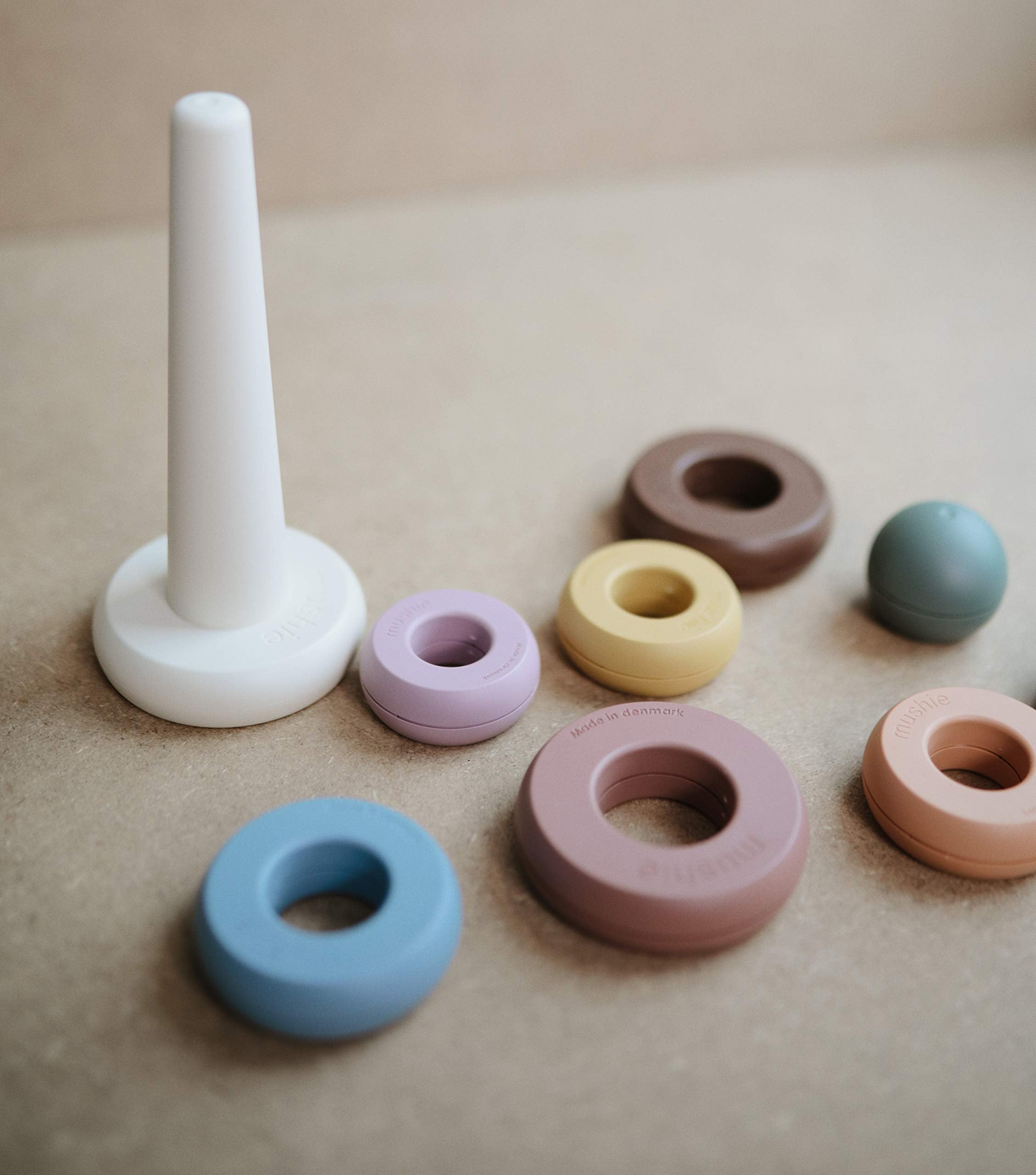 Mushie stacking rings collection set offers versatile play options