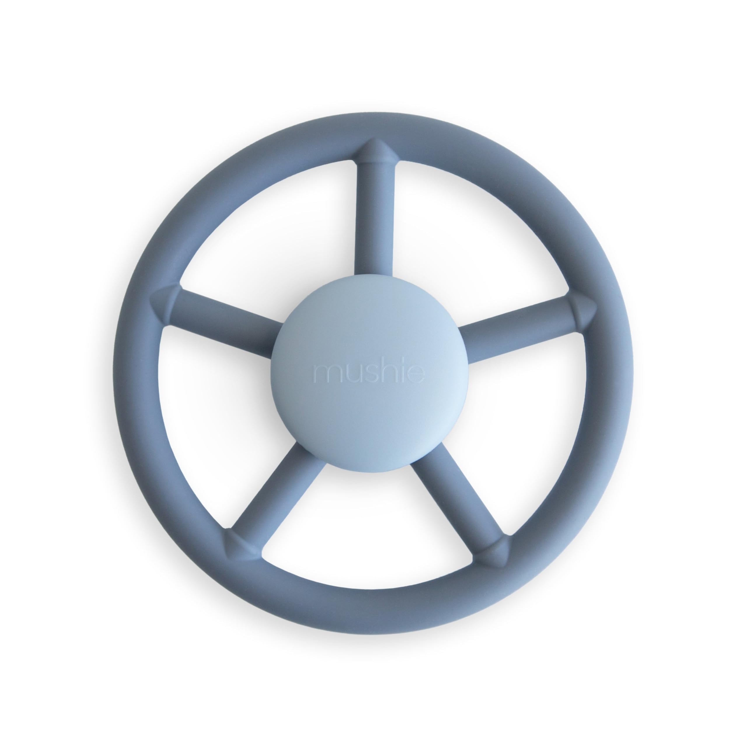 Mushie Wheel Suction Spinner Toy in bath with bright colors for bath time exploration