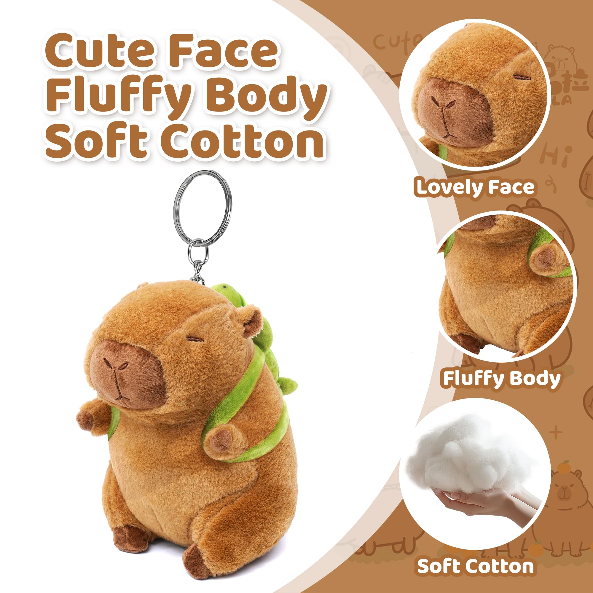 Mushplushies capybara keychain with bread headpiece, a quirky snack-inspired accessory.