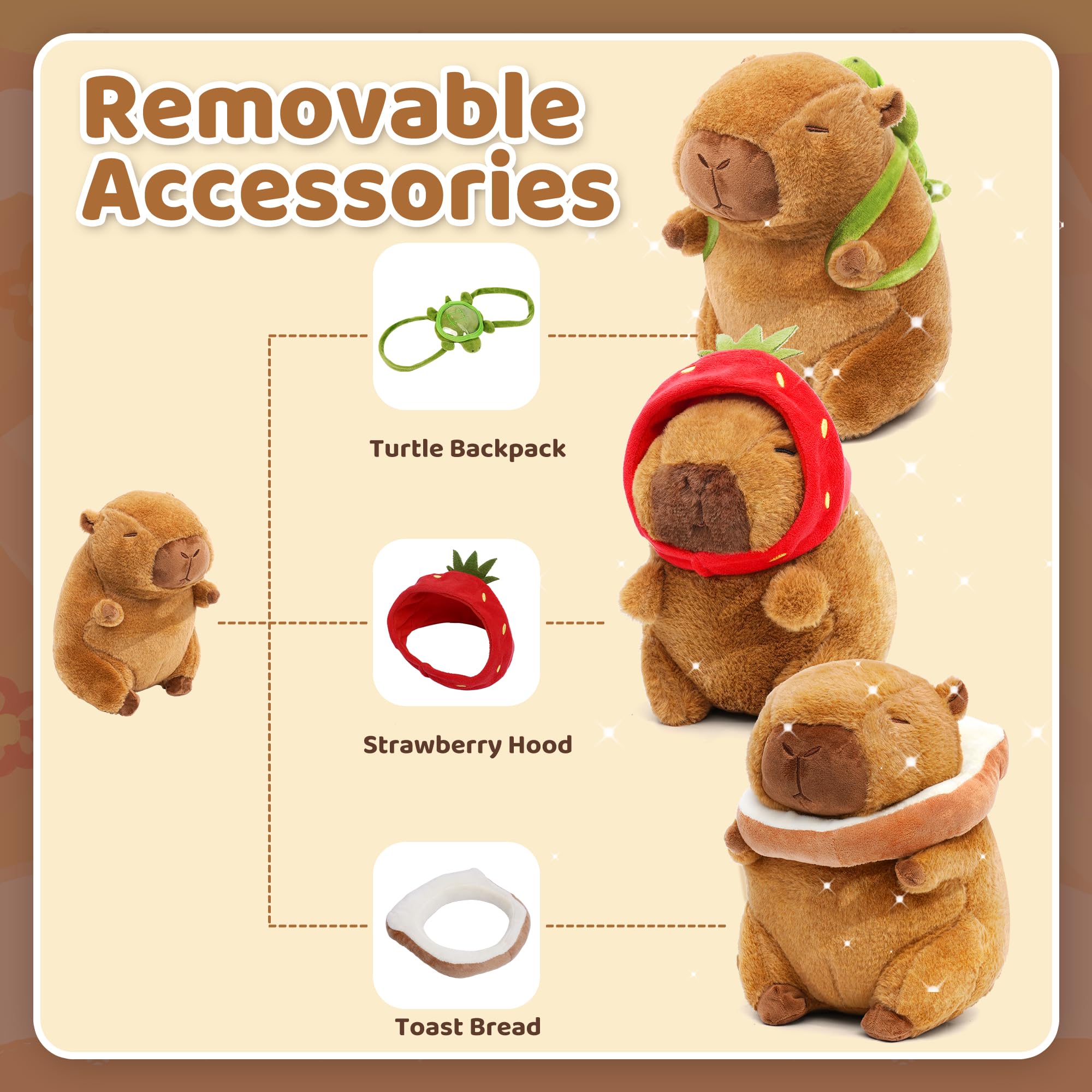 Mushplushies capybara keychain with strawberry headpiece adds a cute, collectible touch.