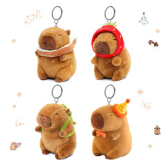 Mushplushies capybara keychain with turtle backpack design for playful bag personalization.