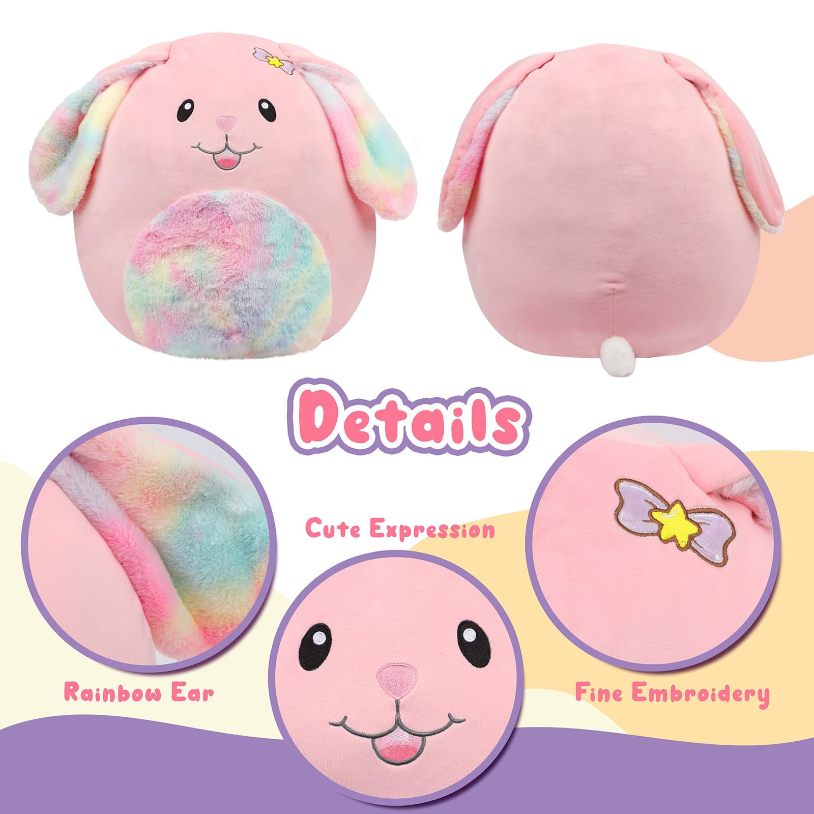 Mushymallow bunny plush uses soft PP cotton fabric for kid-friendly cuddling.