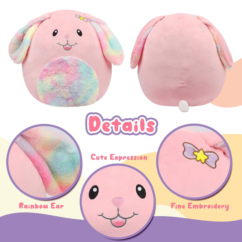 Mushymallow bunny plush uses soft PP cotton fabric for kid-friendly cuddling.