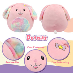 Mushymallow bunny plush uses soft PP cotton fabric for kid-friendly cuddling.