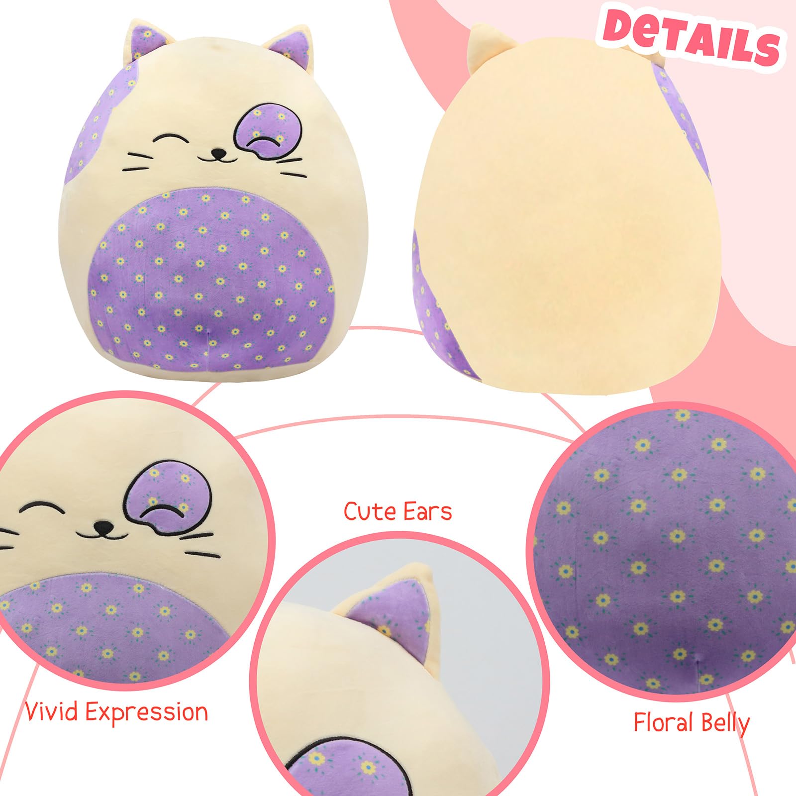Mushymallow giant kitty pillow provides plush support for relaxing moments.