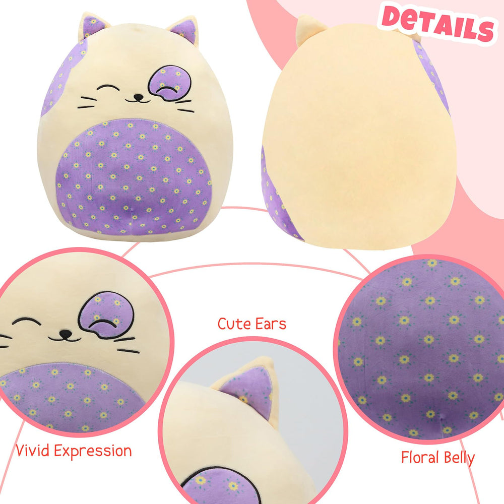 Mushymallow giant kitty pillow provides plush support for relaxing moments.