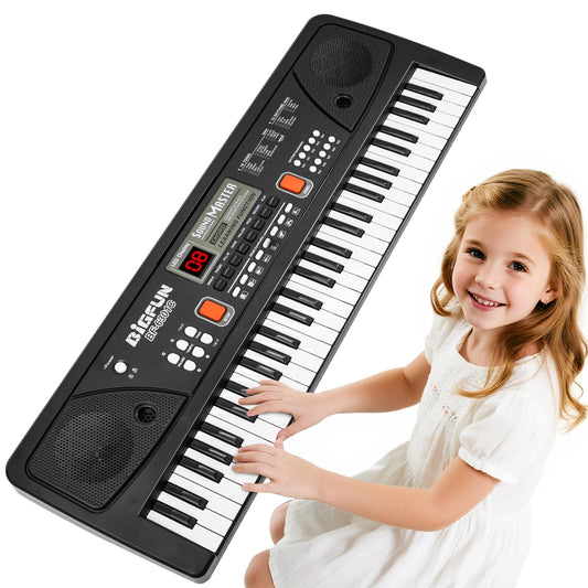 MusicForset 61-key kid piano front view highlighting beginner-friendly layout for easy learning