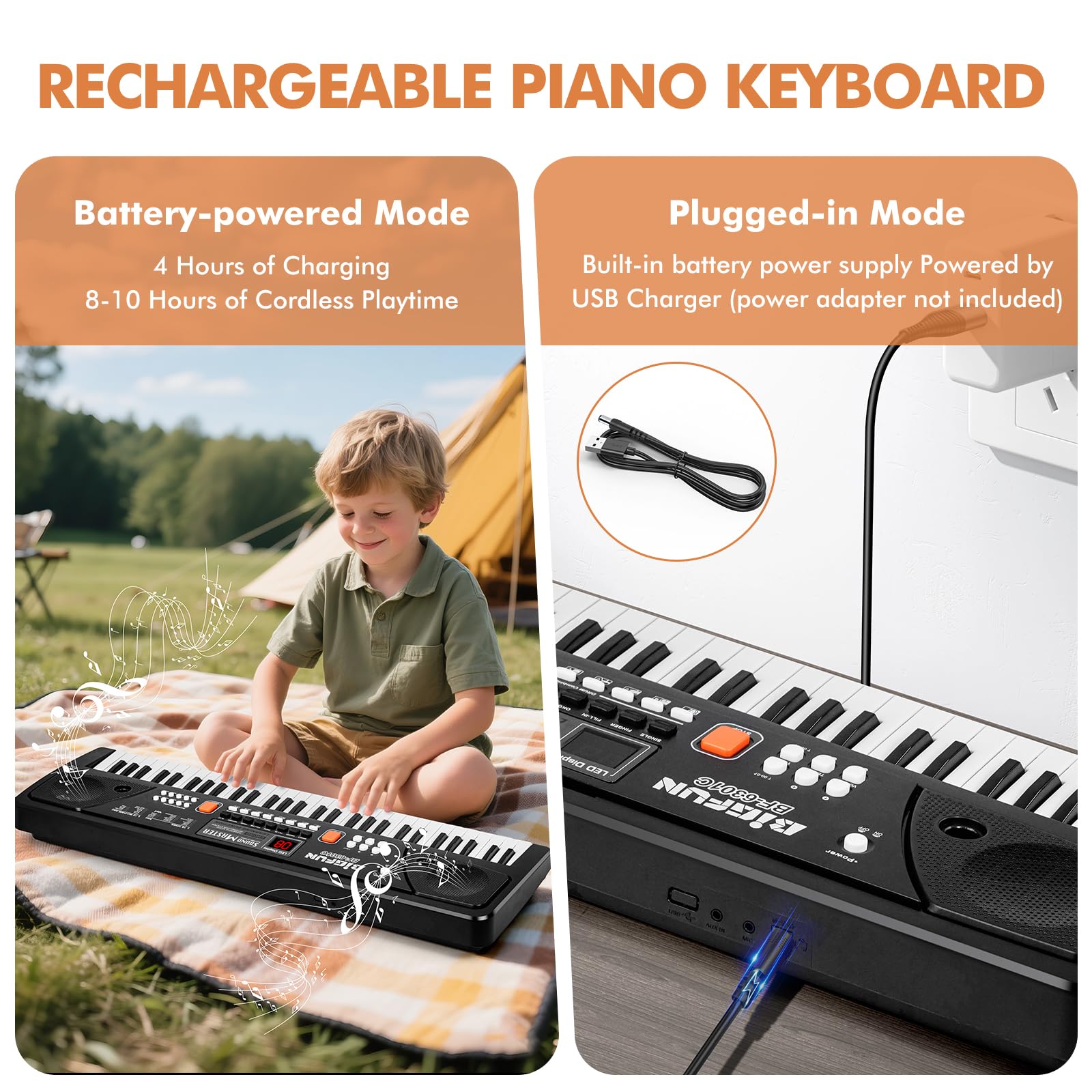 MusicForset 61-key kid piano keyboard layout aids young players practicing real piano basics