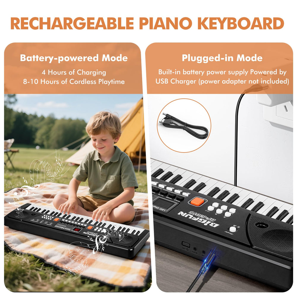 MusicForset 61-key kid piano keyboard layout aids young players practicing real piano basics