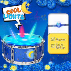 MusicForset compact height drum set emphasizes a kid-friendly size for easy use.