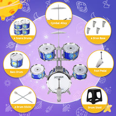 MusicForset kid drum set gift packaging, ready-made birthday or holiday surprise for 3-6 ages.