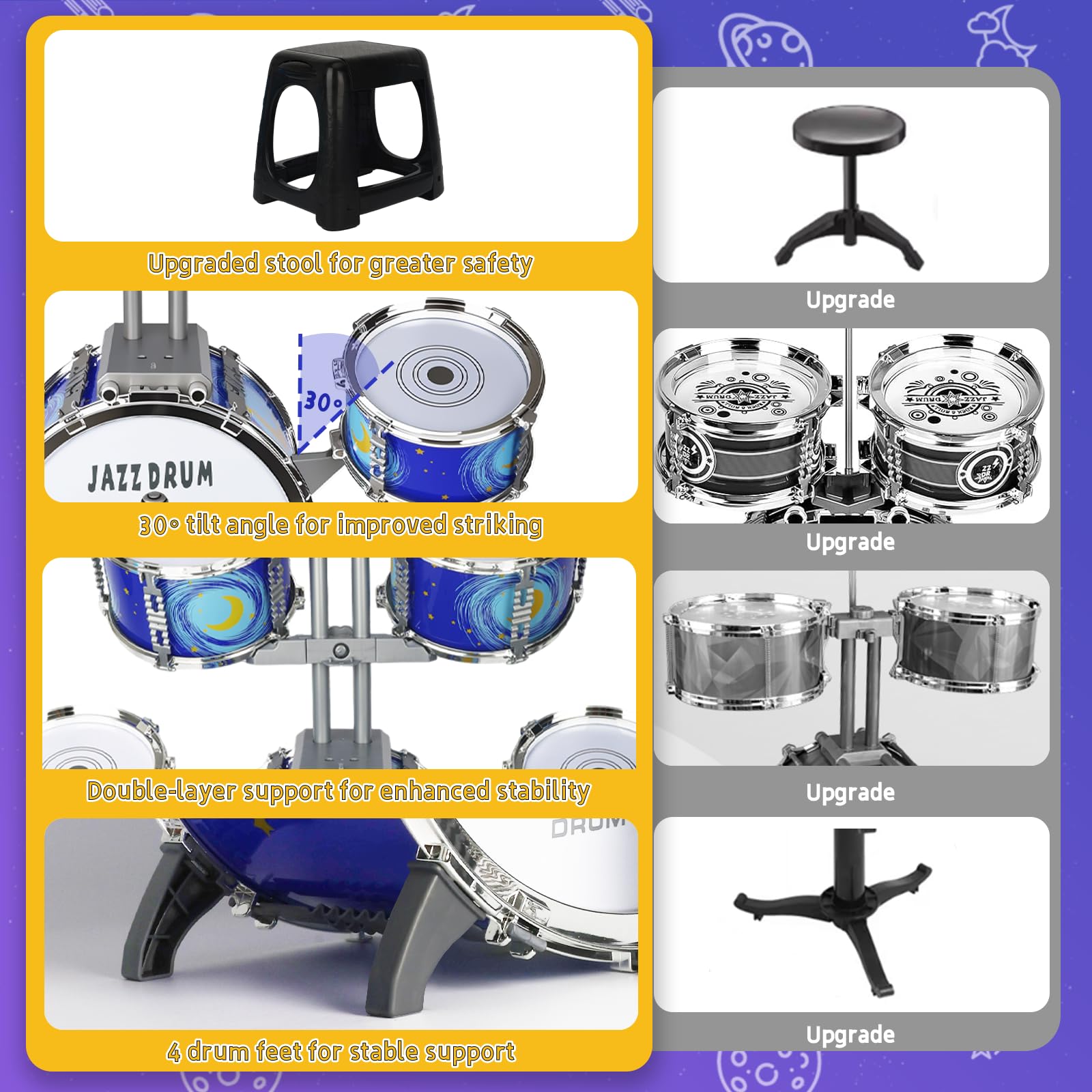 MusicForset kids drum set stool image, stable non-slip seat fosters safe, focused play sessions.