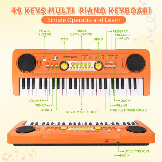 MusicForset toy piano shows off built-in mic storage for performances.