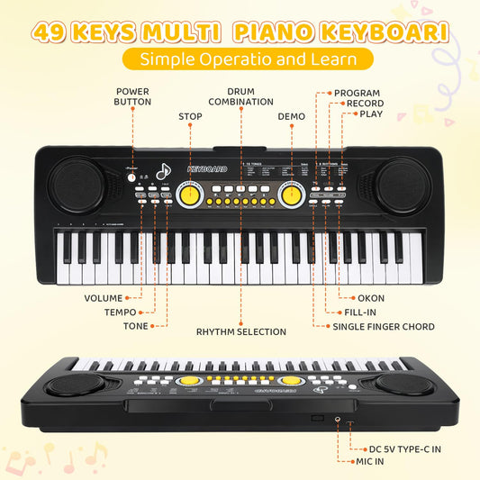 MusicForset Kids Piano with Mic—built-in mic for sing-alongs.